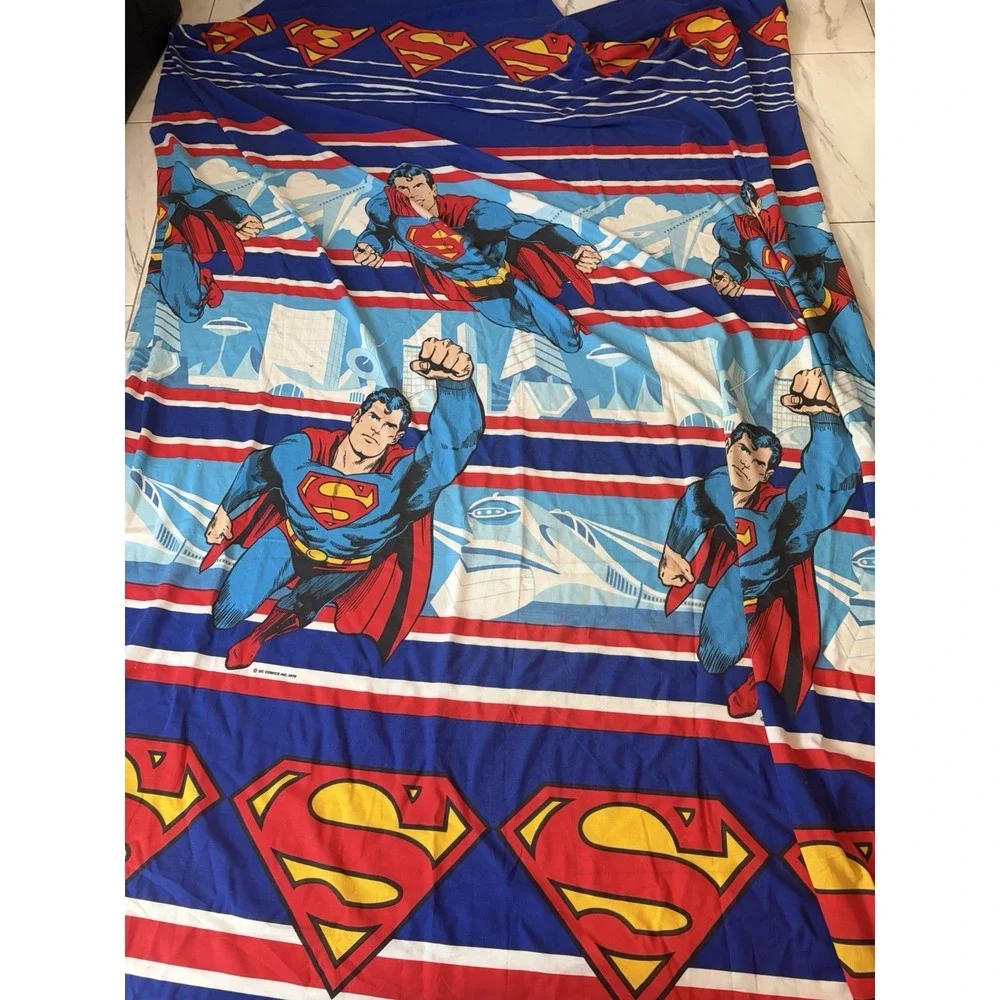Vintage Superman DC Comics 1978 Fitted Flat Pillowcase Twin Bed Sheet Set Of 6
